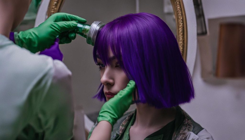 how to dye green hair purple